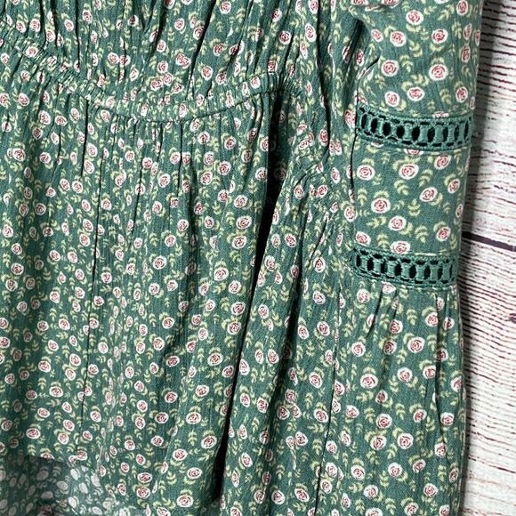 Francesa's Miami Green Floral Rose Cami Girly Cottage Cowgirl Top Medium New - Picture 9 of 14